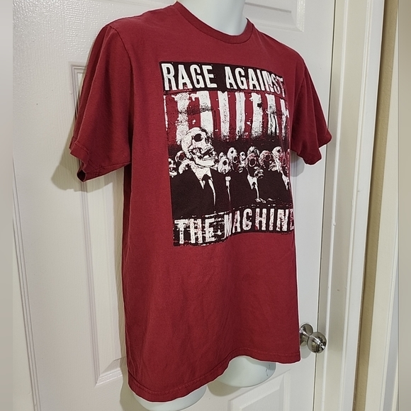 Rage Against The Machine Skull Suit Army Bay Island Red T-shirt Size Large - Picture 6 of 8